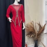 Long Red Party Beaded Dress