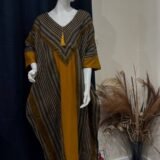 Custard yellow Cotton Ashoke bubu gown with 2 side pockets