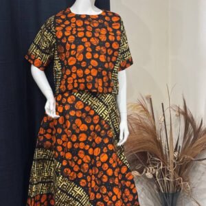 Two-pièce ready made Ankara summer fabric with two side pockets